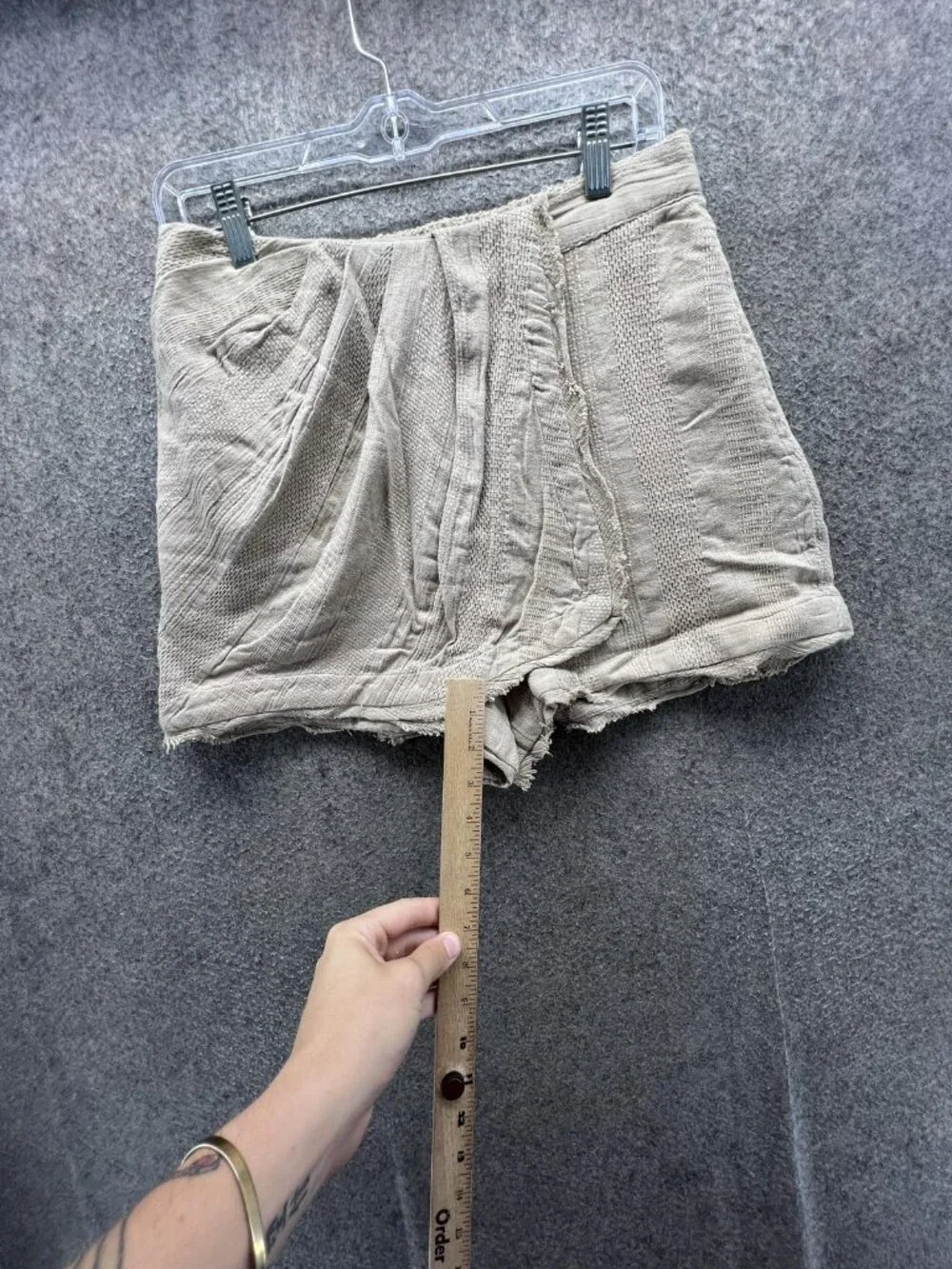 Free People Shorts Womens Small Beige Gauze Sweat Fringe Elastic Waist Casual
